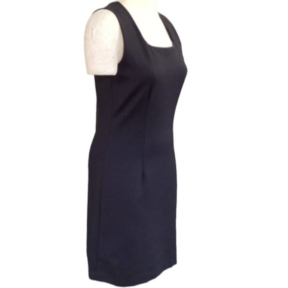 Isabella Bird Sz M Sleeveless Square Neck Fitted Black Dress LBD Minimalist 24P - Picture 2 of 7
